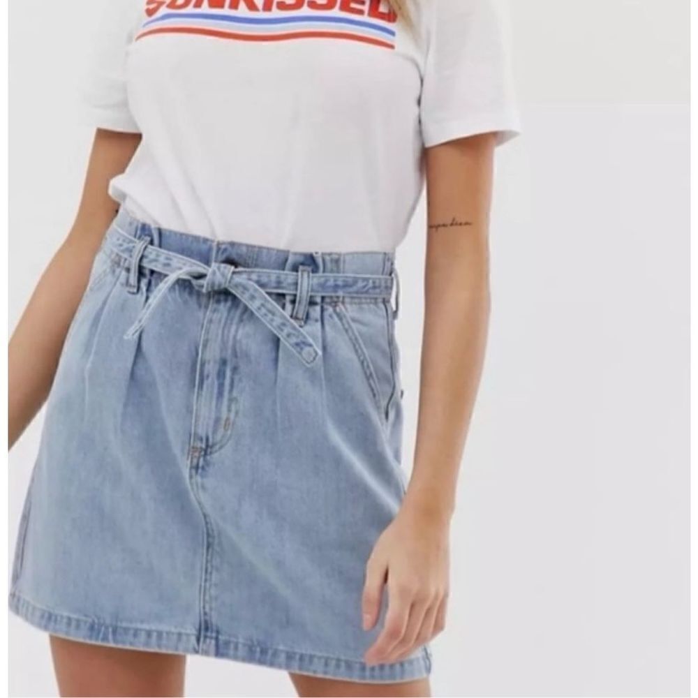 Womens Hollister Denim Ultra High Rise Jean Paperbag Skirt w Belt - Sz 9